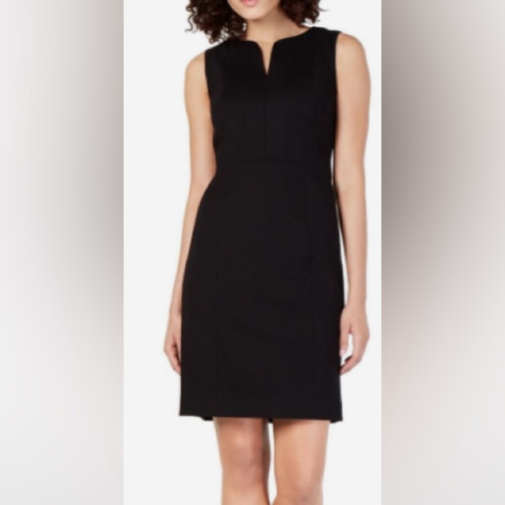 Elegant Black Seam-structured Ponte Sheath Dress by Eli Tahari. Never worn!